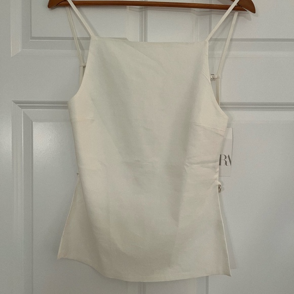 ZARA Linen Blend Open Back Top - White - Picture 2 of 4